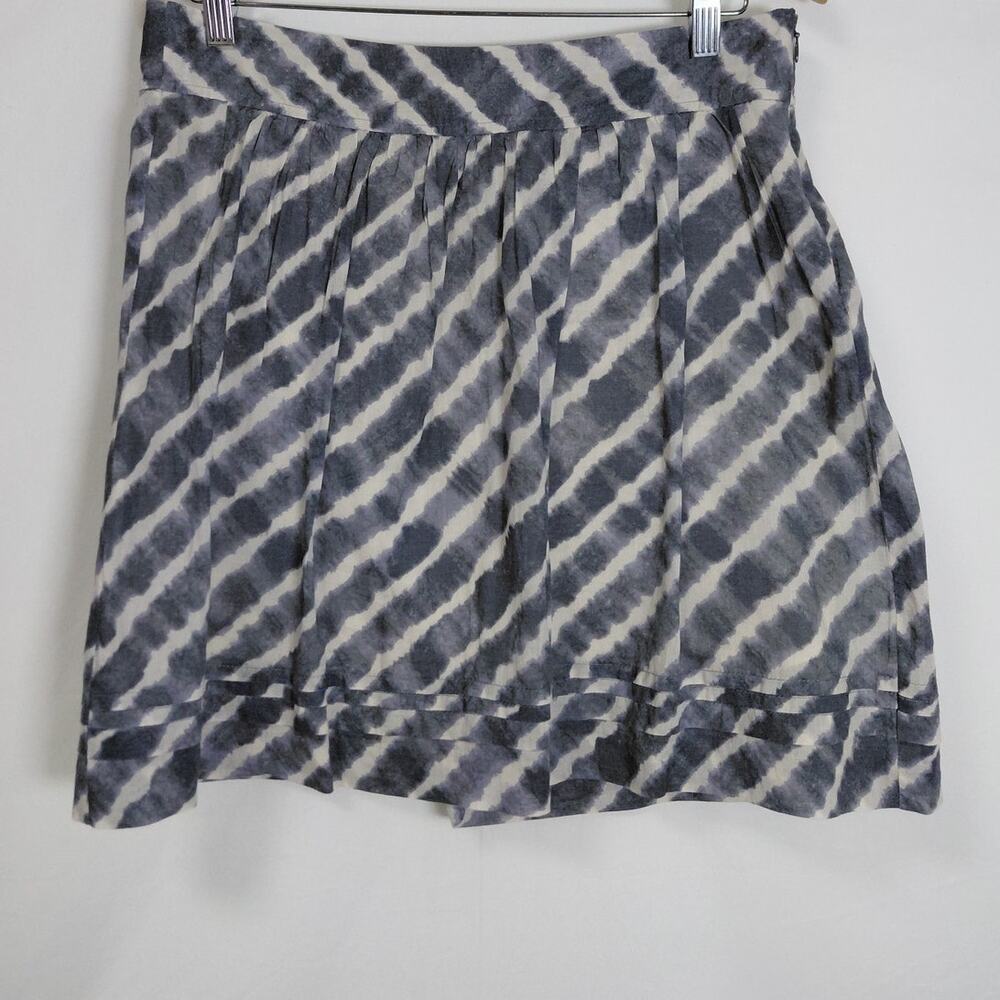 Loft Gray Lined Ruffle A-Line Mini Skirt Women Size 4